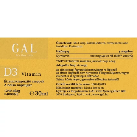 GAL D3-vitamin csepp (30 ml)