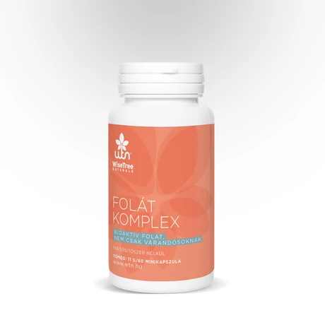 Aktív komponensek koncentrációja (WTN Folát komplex - minikapszulás).  Aktív komponensek  1 minikapszulában  NRV%*  B9-vitamin (L-5-MTHF, glükózamin folát só**)  1025 mcg  513 %  B12-vitamin (metil-kobalamin**)  115 mcg  4600 %     * Napi beviteli referen