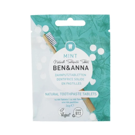BEN &amp; ANNA Mentás fogkrém tabletta - fluoridmentes (36 g)