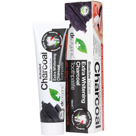 Dr. Organic Extra fehérítő fogkrém aktív szénnel (100 ml)
