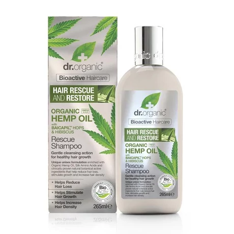 Dr. Organic Hajserkentő sampon BaicapilTM formulával és bioaktív kendermagolajjal (265 ml)
