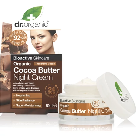 Dr. Organic Éjszakai arcápoló krém bio kakaóvajjal (50 ml)
