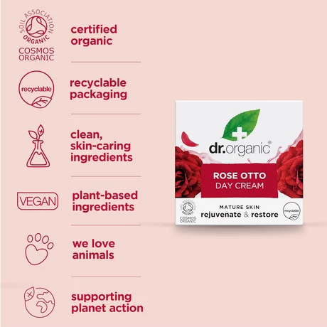 Dr. Organic Bio damaszkuszi rózsa nappali arcápoló (50 ml)