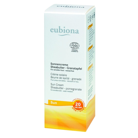 Eubiona Napkrém LSF 20 Sheavaj - Gránátalma Érzékeny bőrre - vízálló