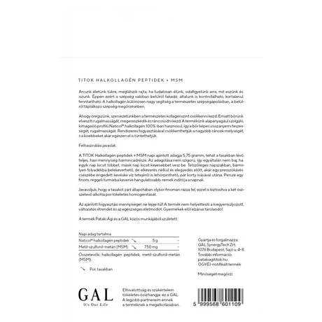 GAL TITOK Halkollagén Peptidek + MSM (30 adag)