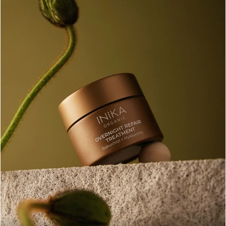 INIKA ORGANIC Éjszakai anti-age krémmaszk bakuchiollal és hialuronsavval (50 ml)