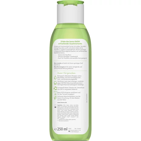 lavera Frissítő tusfürdő - lime, citromfű  (250 ml)