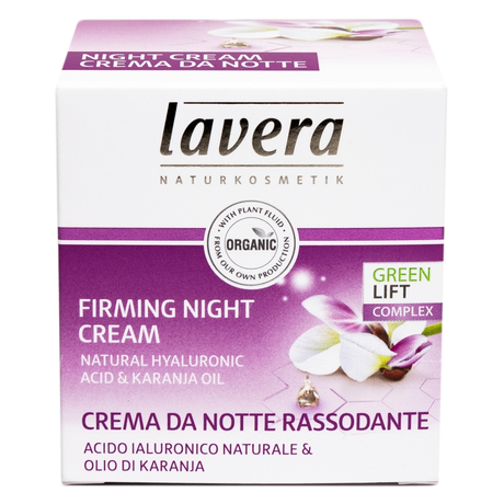 Lavera FACES Éjszakai bőrfeszesítő krém - hyaluronsav, karanaolaj (50 ml)