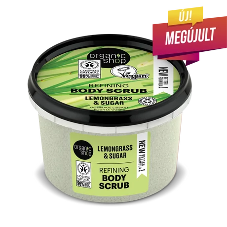 Organic Shop Finomító testradír - citromfű, cukor (250 ml)