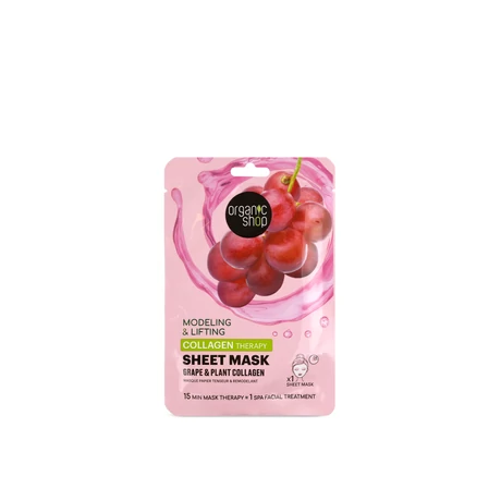 Organic Shop Feszesítő fátyolmaszk - szőlő, növényi kollagén (1 db)