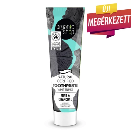 Organic Shop Minősített fehérítő fogkrém - menta, szén (100 g)