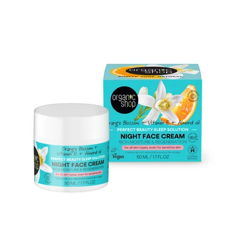 Organic Shop Éjszakai arckrém - narancsvirág, E-vitamin, mandulaolaj (50 ml)