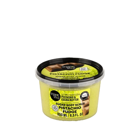 Organic Shop “Pisztáciakaramell” Kisimító testradír pisztáciával és kakaóvajjal (250 ml)