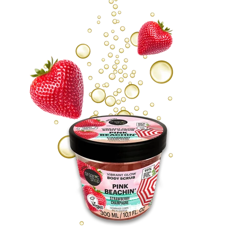 Organic Shop Pink Beaching! Ragyogást adó testradír eperpezsgővel (300 ml)