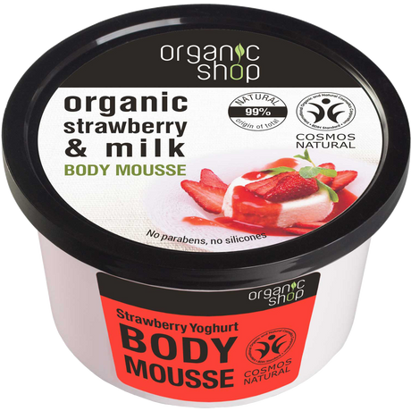 Organic Shop Eper Joghurt Testápoló Mousse - eper, tej (250 ml)