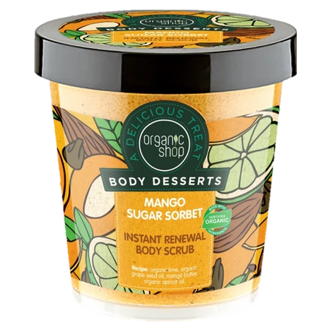 Organic Shop Mango Sorbet Bőrmegújító cukros testradír (450 ml)