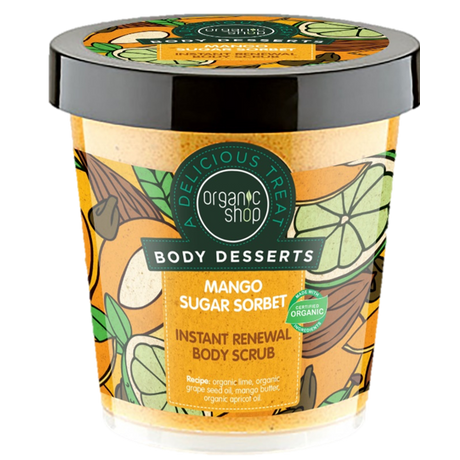 Organic Shop Mango Sorbet Bőrmegújító cukros testradír (450 ml)