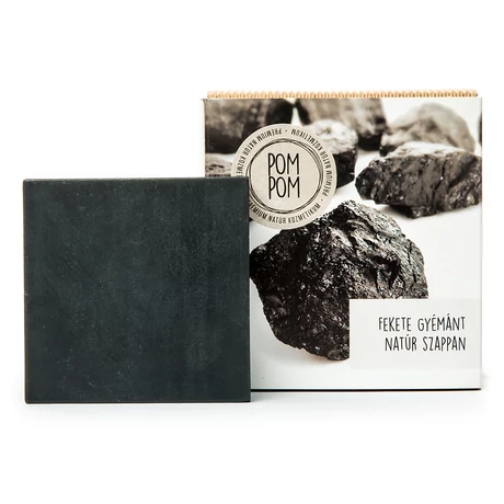 PomPom Fekete gyémánt natúr szappan négyzet (100 g)