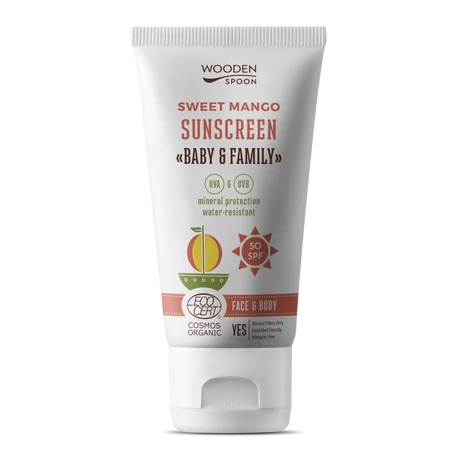 Wooden Spoon Bio naptej és testápoló mangóval SPF50 (150 ml)