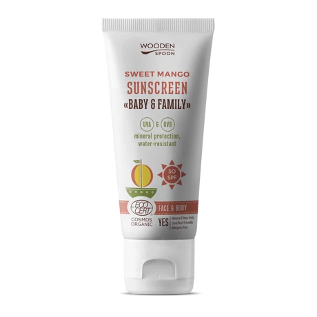 Wooden Spoon Bio naptej és testápoló mangóval SPF50 (100 ml)