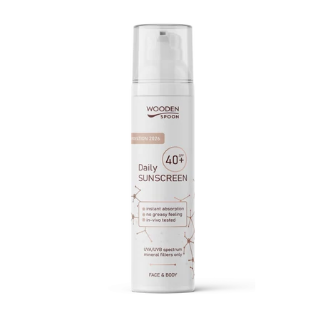 Wooden Spoon Natural - Ásványi Fényvédő emulzió arcra és testre SPF40+ (100 ml)
