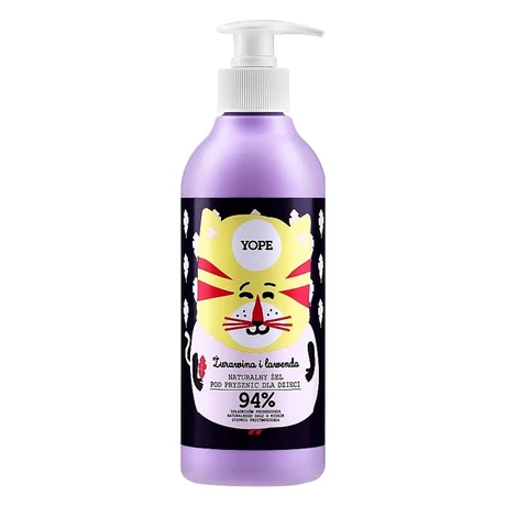 YOPE Vörösáfonya és levendula természetes tusoló zselé gyermekeknek (400 ml)