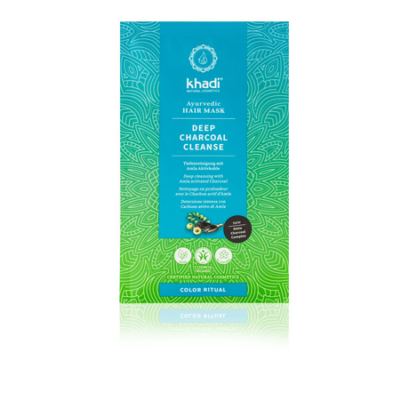Khadi DEEP CHARCOAL CLEANSE ayurvédikus hajpakolás (50 g)
