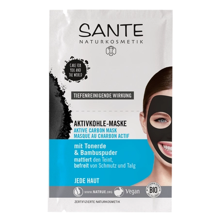 Sante Aktív szenes maszk mélytisztító hatással (2 × 4 ml)